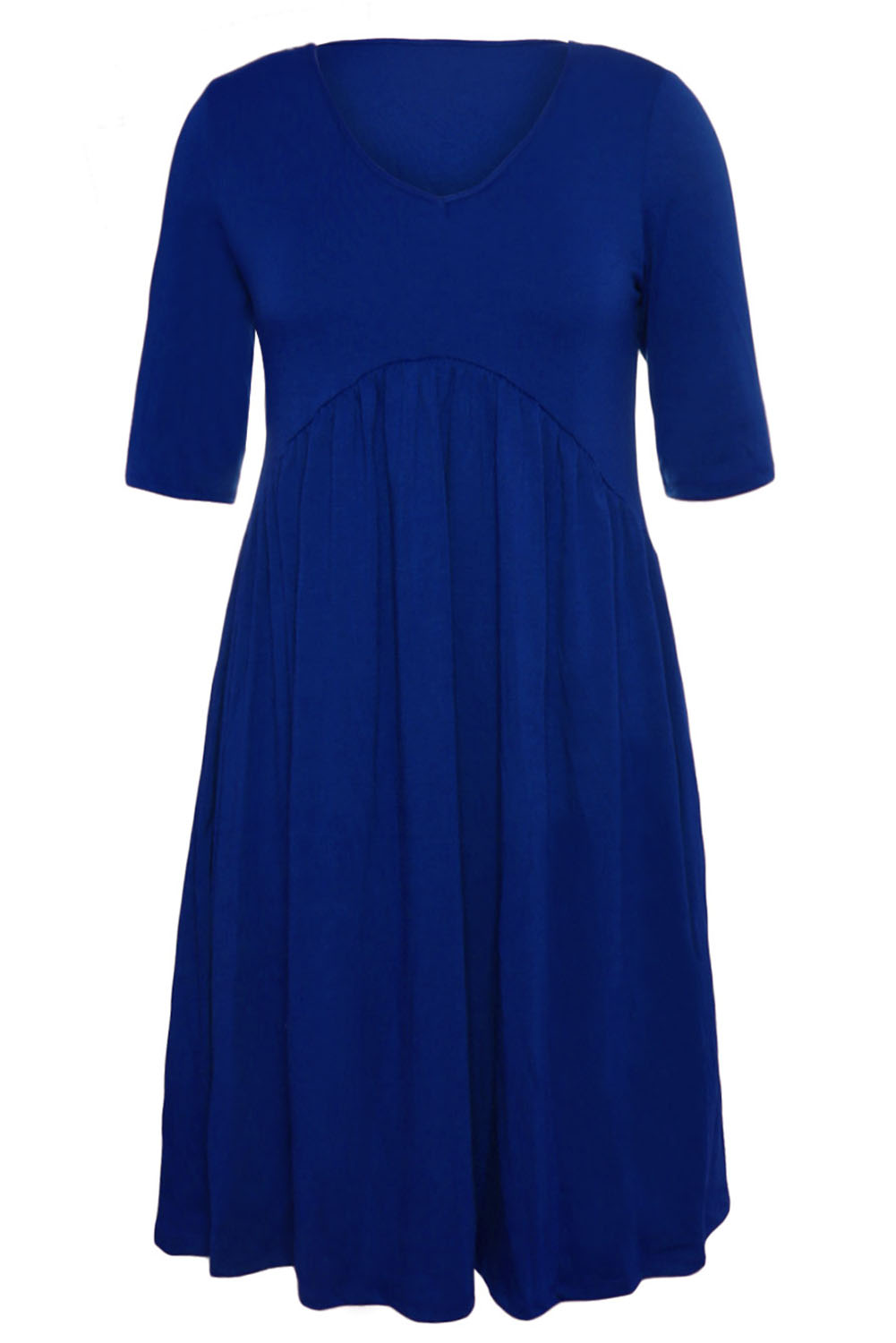 BY61653-5 Blue  Sleeve Draped Swing Dress